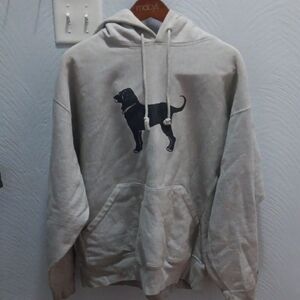 Gray Dog Print Hoodie